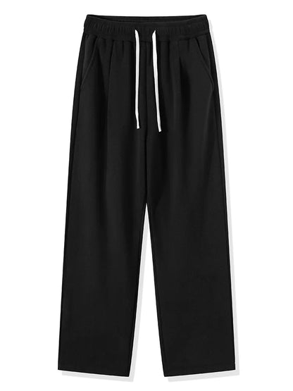 Men's Sweatpants – Korean Fashion, Thick Warm Fleece, Wide Leg Straight Fit, Casual Thermal Velvet Trousers for Winter
