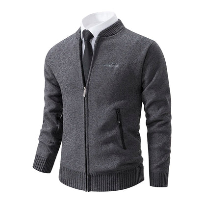 Knitwear Men's Stand-up Collar Thick Warm Cardigan Sweater – Loose Fit, Casual Winter Coat
