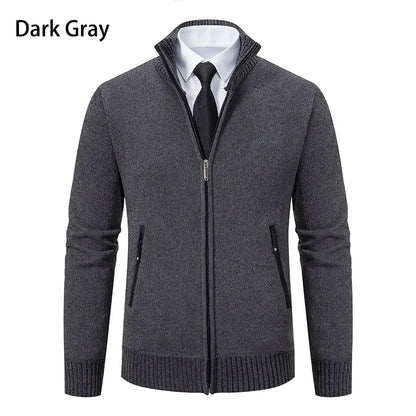 Knitwear Men's Stand-up Collar Thick Warm Cardigan Sweater – Loose Fit, Casual Winter Coat