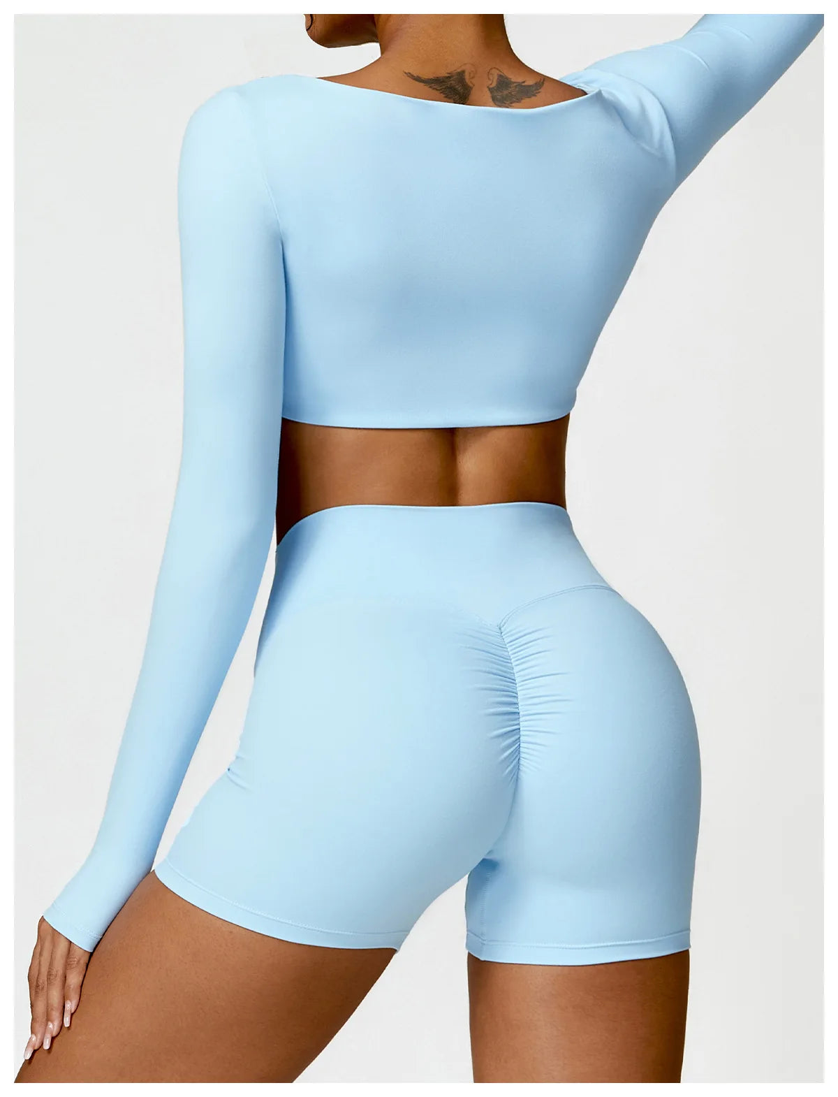 Sportswear Set – Long-Sleeve Top & High-Waisted Shorts or Leggings