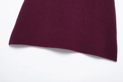 Elegant Knitted Cardigan – Burgundy Red, V-Neck, Slim Fit, Long Sleeve, Autumn Office Chic Outerwear