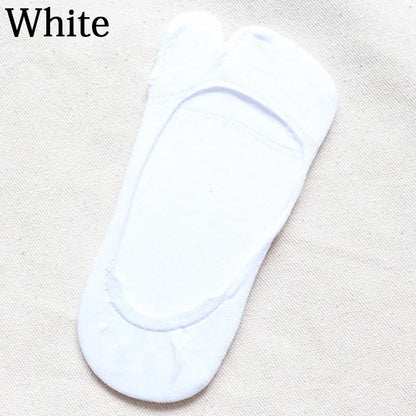 Women's Two Finger Socks – Summer Thin, Non-slip, Invisible Low Cut Boat Socks, Solid Color, Breathable Cotton Tabi Socks
