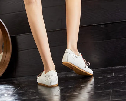 Training Shoes Female Genuine Leather - New Spring Flat Sneakers Ladies Casual Forrest Gump Shoes Women
