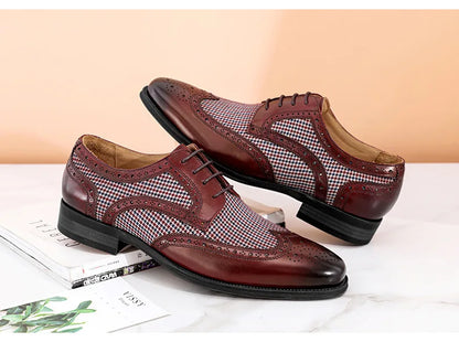 Leather Brogues – Fashion Wedding Party Men Dress Shoes, Italian Designer Male Driving Formal Shoes, Lace-Up Men Oxfords, Big Size