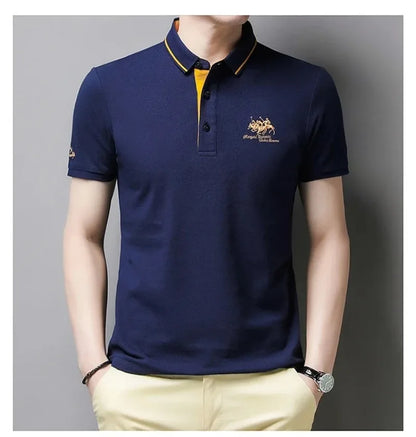 Men's Embroidered Polo Shirts – Short Sleeve Luxury Top With Lapel, Casual And Breathable, Lightweight T-Shirt For Men