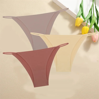 3PCS Seamless Panties – Women Low Waist Briefs, Sexy Stretch Bikini Underwear, Ladies Comfortable Stretch G-string T-back