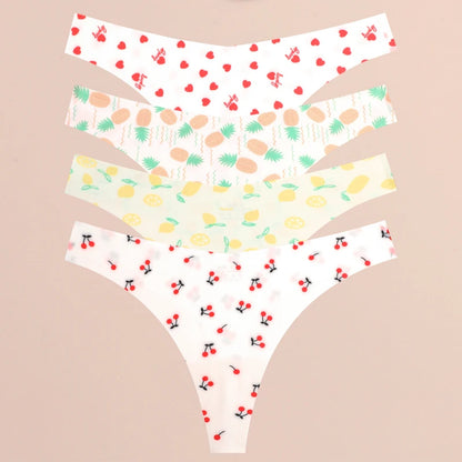 4PCS Ultra Soft Thong Panties – Sexy Graphic Print, Seamless, Stretch, Leopard G-String, Comfortable Lingerie