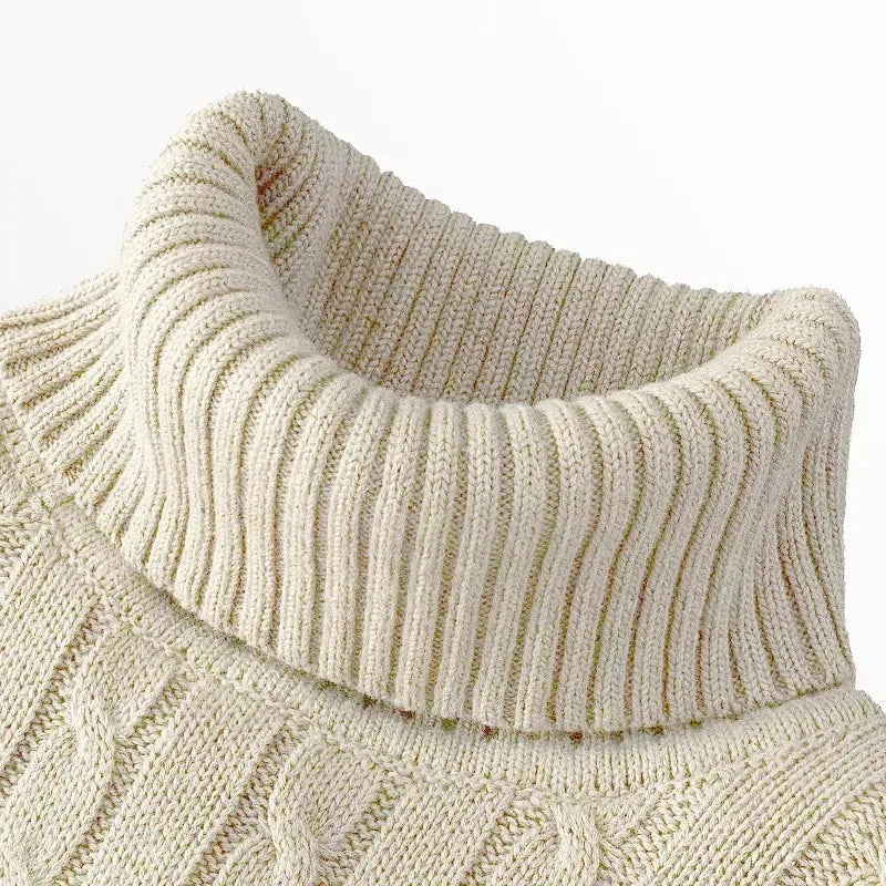 Men's Long Sleeve Knitted Sweaters – Slim Fit Turtleneck, Casual Pullover, Lightweight Ribbed Sweater
