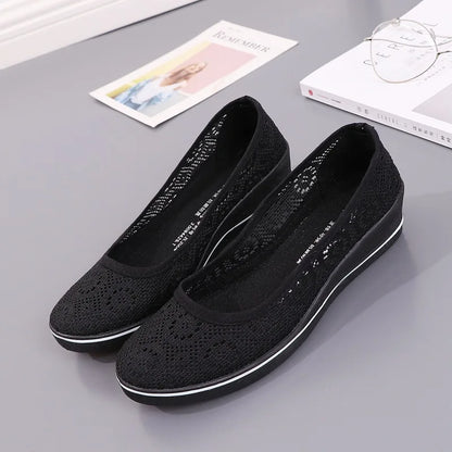 Lace Hollow Breathable Little White Shoes - Flat Mid Wedge Heel Women's Summer Beauty Sneakers