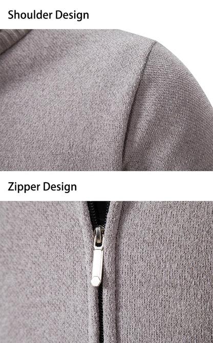 Knitwear Men's Stand-up Collar Thick Warm Cardigan Sweater – Loose Fit, Casual Winter Coat