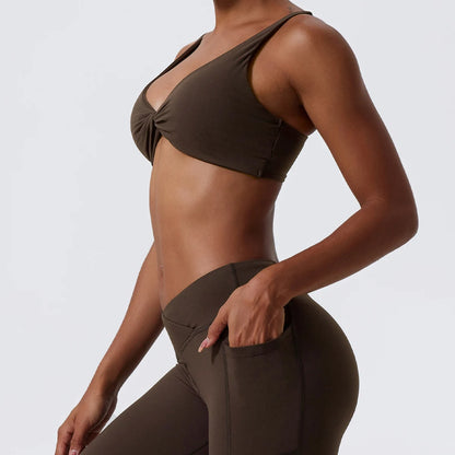 Shock-absorbing and push-up sports bra