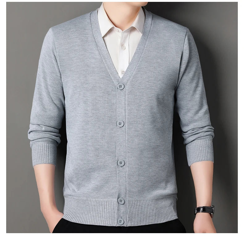 Men's Smart Casual Cardigan V-neck Sweater – Button Knit Cardigan, Perfect For Autumn And Winter, Stylish And Comfortable