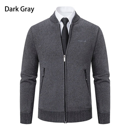 Knitwear Men's Stand-up Collar Thick Warm Cardigan Sweater – Loose Fit, Casual Winter Coat