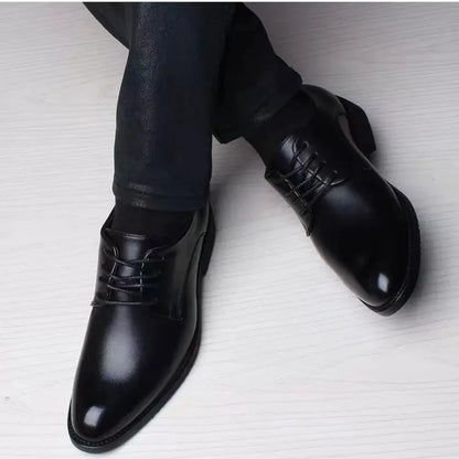 British Casual Business Formal Leather Shoes – Men’s Heightening Single Shoes, Casual Shoes for Suit, Spring and Autumn