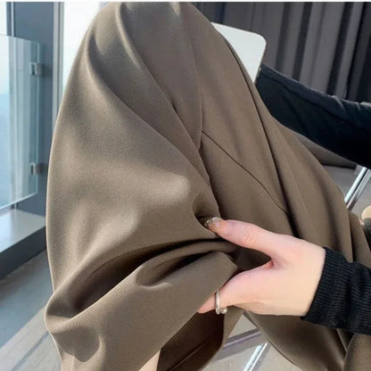 Elegant Wide Leg Pants – Korean Style, High Waist, Baggy Fit, Office Ladies, Fashionable, Loose Suit Trousers, Streetwear