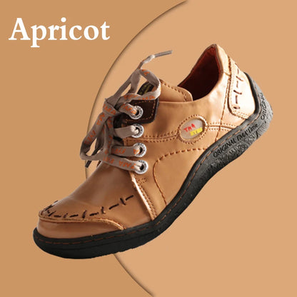 Hand-Stitched Leather Sneakers – Lightweight Flat Design Shoes for Women