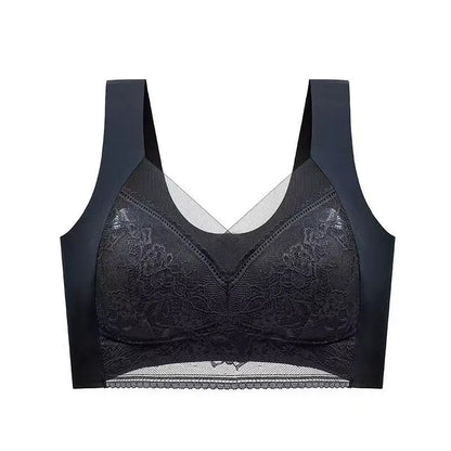 Women's Lace Bra – Perspective Bralette, Push Up Ice Silk Deep V Bra, Sexy Lingerie Tops, Plus Size Cup