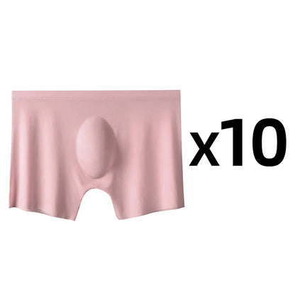 Men's Ice Silk Boxers – 10 Pcs/Lot, Seamless, Ultra-Thin, Breathable, Summer Sexy Underwear Shorts