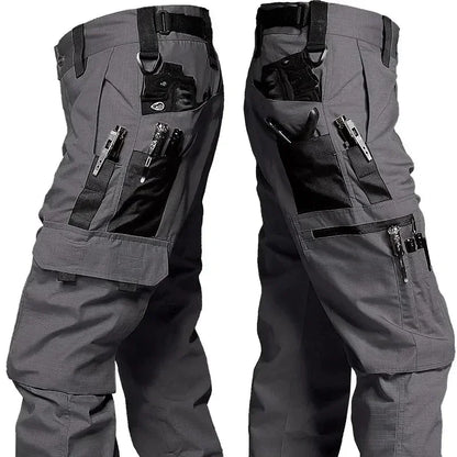 Tactical Work Pants Men – Outdoor Cargo Trousers, Multi-Pocket, Waterproof, Ideal for Autumn and Spring, Hiking and Workwear