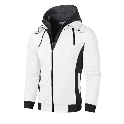 Zip-Up Men's Hoodie – Thick Fleece, Heavyweight Hooded Jacket for Autumn/Winter, Warm Outdoor Coa