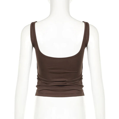 Women’s Tank Tops – Summer, Solid Color, Sexy, Backless, Streetwear, Casual, Slim Fit, Sleeveless, Camisole, Fashion Folds