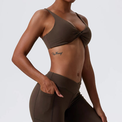 Shock-absorbing and push-up sports bra