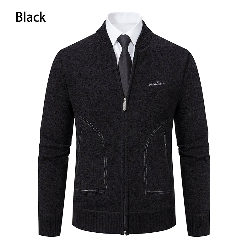 Knitwear Men's Stand-up Collar Thick Warm Cardigan Sweater – Loose Fit, Casual Winter Coat