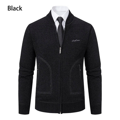 Knitwear Men's Stand-up Collar Thick Warm Cardigan Sweater – Loose Fit, Casual Winter Coat