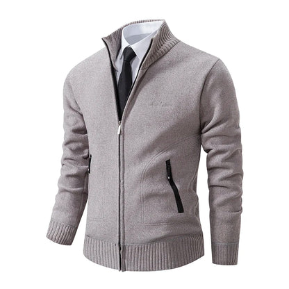 Knitwear Men's Stand-up Collar Thick Warm Cardigan Sweater – Loose Fit, Casual Winter Coat