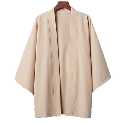 Men's Lightweight Kimono Shirt – Seven Sleeve Open Front Cardigan, Japanese Style Yukata Bathrobe, Samurai-Inspired Clothing