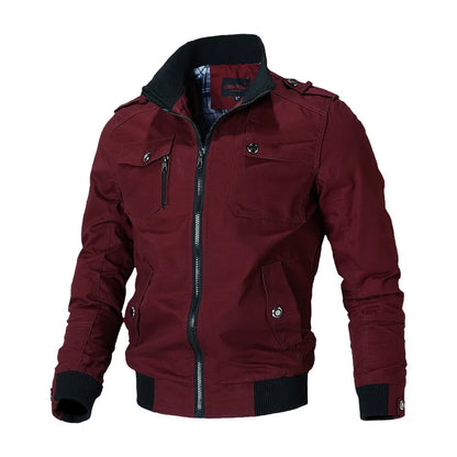 Bomber Jacket Men – Fashion Casual Windbreaker, Solid Color Stand Collar, Slim Fit, Spring and Autumn Outwear for Men