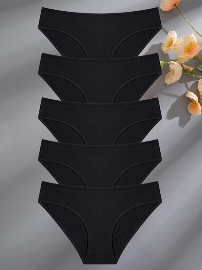 5PCS/Set Cotton Lingerie Panties – Women Underwear, Sexy Femme Underwear, Women's Underpant Panty, 8 Solid Color Briefs