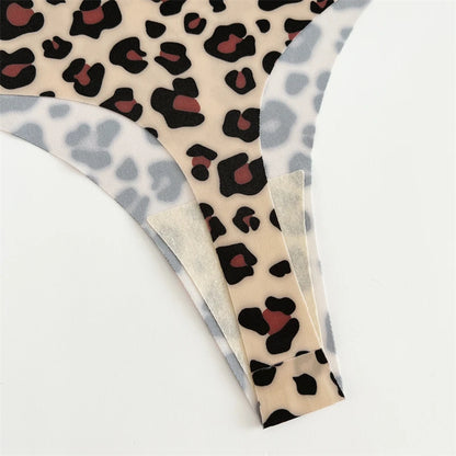 4PCS Ultra Soft Thong Panties – Sexy Graphic Print, Seamless, Stretch, Leopard G-String, Comfortable Lingerie