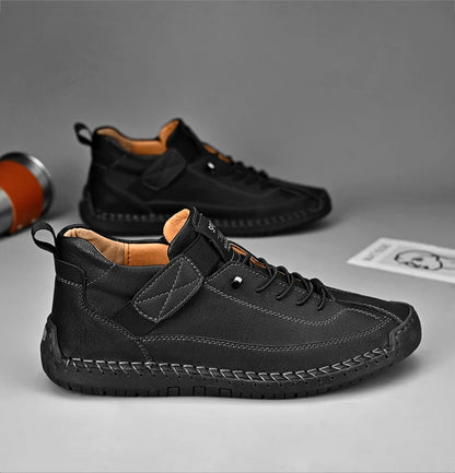 Handmade Leather Shoes – Casual Slip-on Loafers, Breathable Leather Flats for Men, Fashion Moccasins, Tooling Shoes, Plus Size