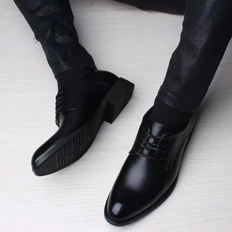 British Casual Business Formal Leather Shoes – Men’s Heightening Single Shoes, Casual Shoes for Suit, Spring and Autumn