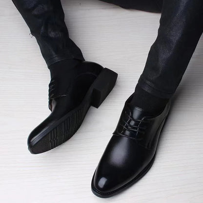 British Casual Business Formal Leather Shoes – Men’s Heightening Single Shoes, Casual Shoes for Suit, Spring and Autumn