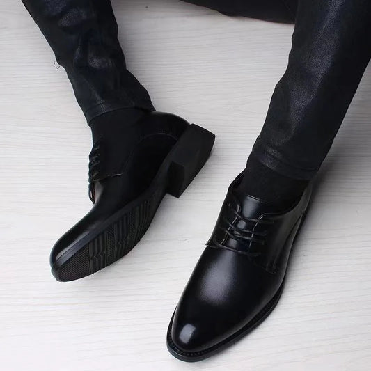 British Casual Business Formal Leather Shoes – Men’s Heightening Single Shoes, Casual Shoes for Suit, Spring and Autumn