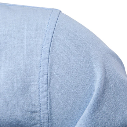 100% Cotton Social Shirt For Men – Solid Color, Long Sleeve, High Quality Brand, Spring Stand Collar, Casual Style
