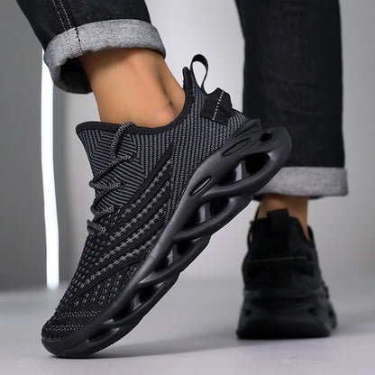 Comfortable Sneakers – Breathable Mesh Tennis Sports Running & Walking Outdoor Shoes for Men, Red Flying Weave, Slip-on Gym Shoes
