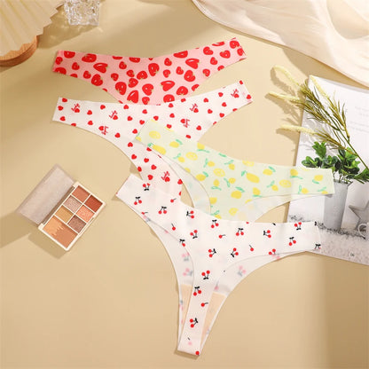 4PCS Ultra Soft Thong Panties – Sexy Graphic Print, Seamless, Stretch, Leopard G-String, Comfortable Lingerie