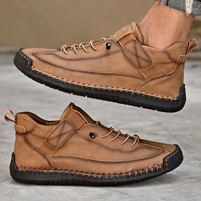 Handmade Leather Shoes – Casual Slip-on Loafers, Breathable Leather Flats for Men, Fashion Moccasins, Tooling Shoes, Plus Size