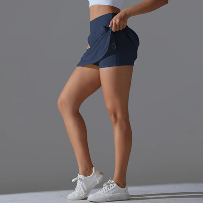 Women Gym Running Shorts – Double Deck, Quick Dry, Sporty, Fitness, Jogging, Workout, With Pocket, Tight Fit
