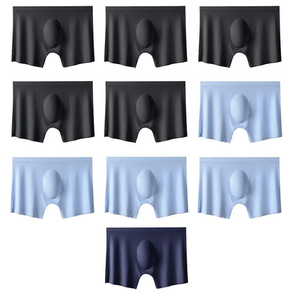 Men's Ice Silk Boxers – 10 Pcs/Lot, Seamless, Ultra-Thin, Breathable, Summer Sexy Underwear Shorts