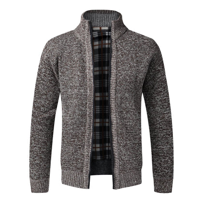 Warm Cardigan – Men's Fleece Sweater With Full Zip, Slim Fit, And Luxury Brand Knitted Design, Perfect For Cold Weather