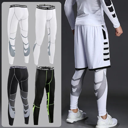 Men's Lycra Compression Pants – Cycling, Running, Basketball, Soccer, Elastic Sweatpants, Fitness Tights, Legging Trousers, Rash Guard