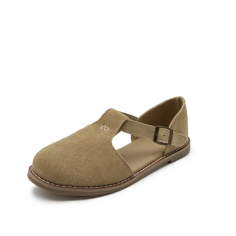 Flat-Soled Retro Frosted Genuine Leather Women's Sandals - New Hollow Roman Baotou Sandals for Women