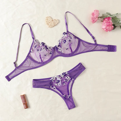 Round Up Night Sexy Lingerie Set – Women's 2-Piece Floral Embroidery, Erotic Underwear, Seductive Lenceria