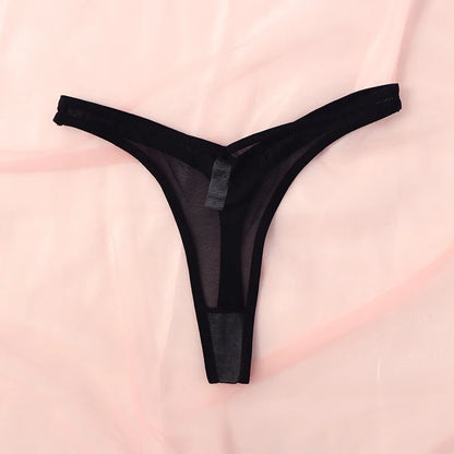 Seamless Tiny Thong Panties – Sexy Translucent Mesh, Soft T-Back, Tangas Lingerie for Women