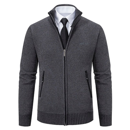 Knitwear Men's Stand-up Collar Thick Warm Cardigan Sweater – Loose Fit, Casual Winter Coat