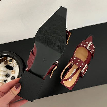 Flat With Shoes – Designer Luxury Buckle Fashion Ladies Flats Shoes, Slingback Pointed Toe Casual Female Sandals Mules